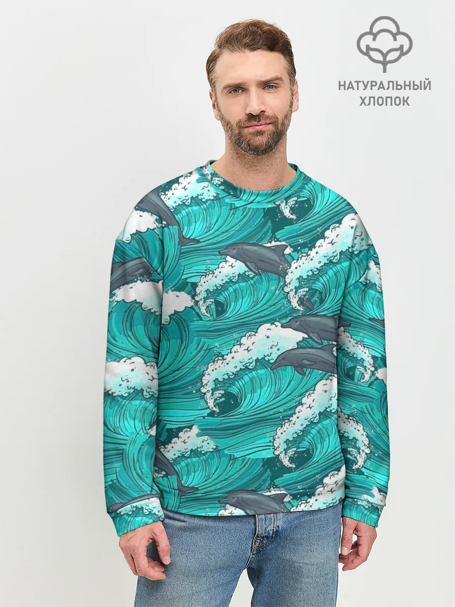 Мужской свитшот базовый / Дельфины