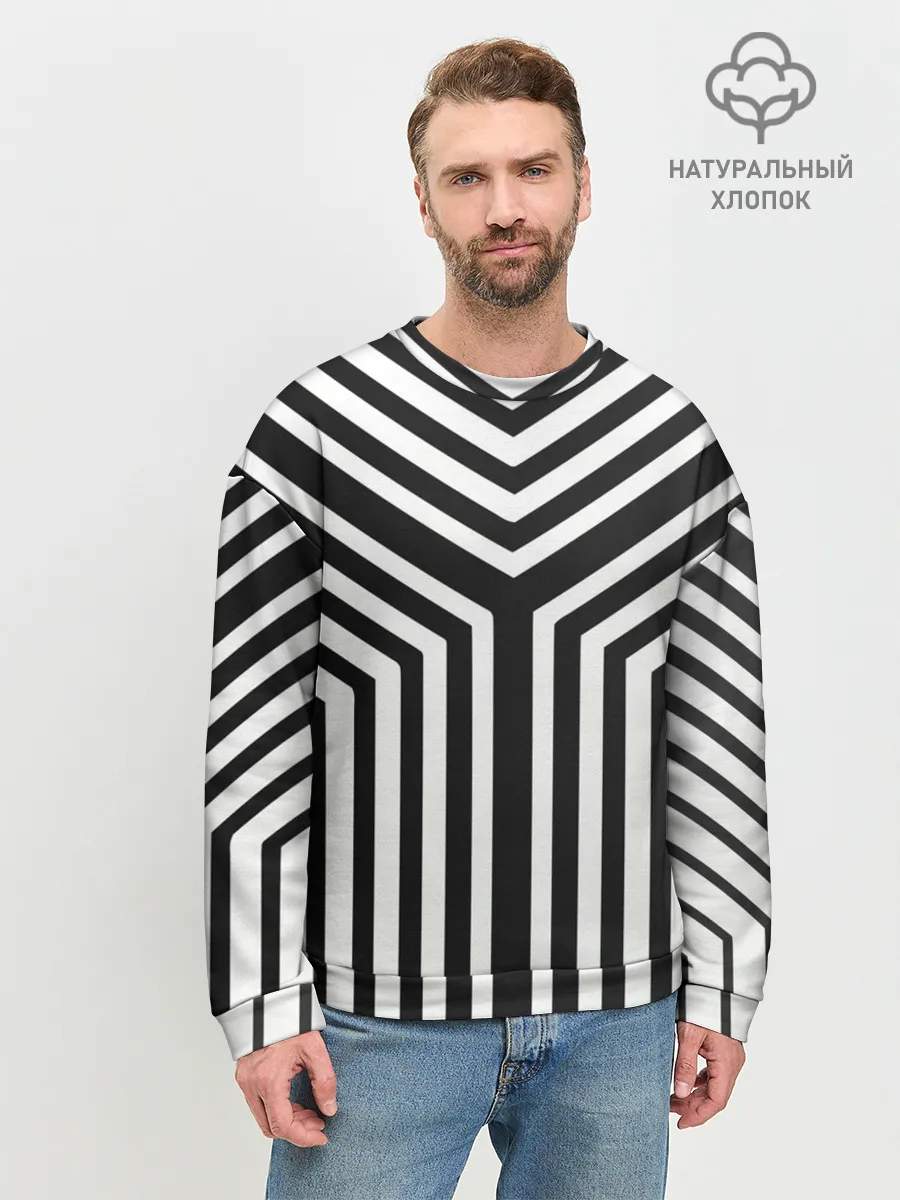 Мужской свитшот базовый / Кибер Зебра