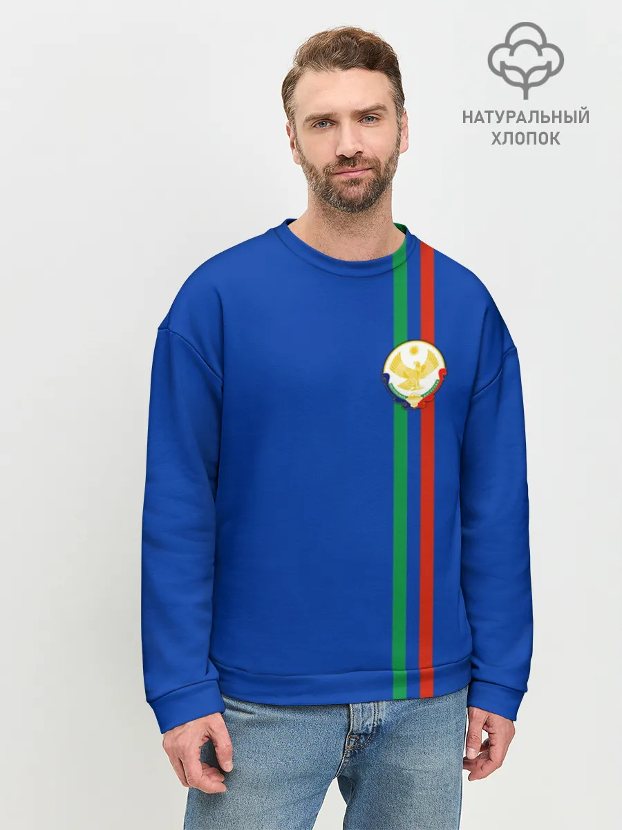 Мужской свитшот базовый / Дагестан, лента с гербом