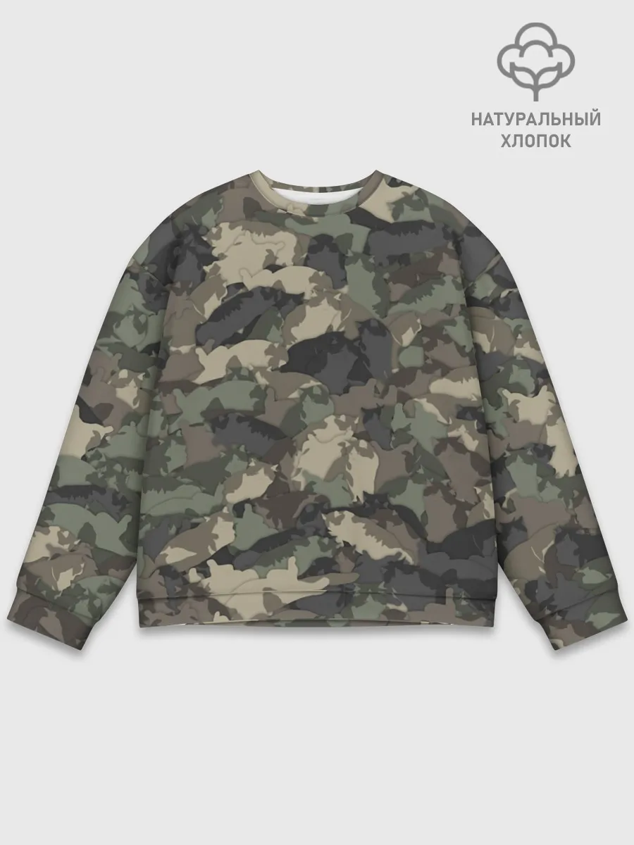 Мужской свитшот базовый / Камуфляж с толстыми котами