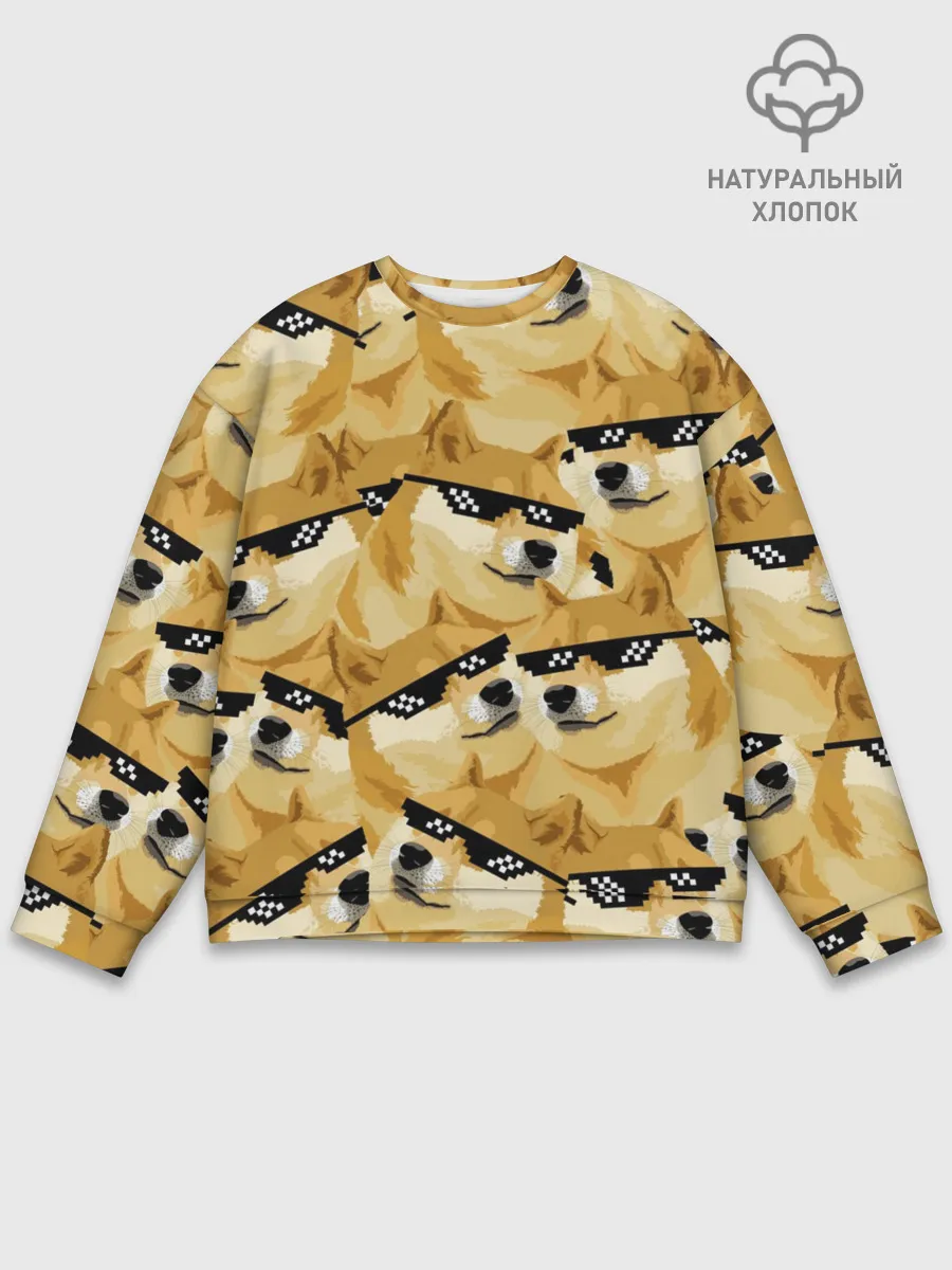 Мужской свитшот базовый / Doge мем в deal with it очках