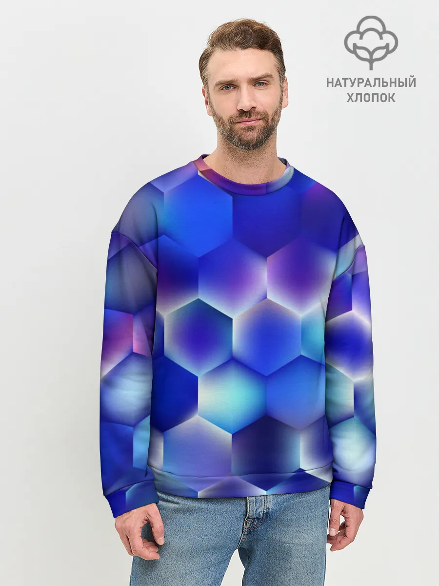 Мужской свитшот базовый / Синяя чешуя змеи
