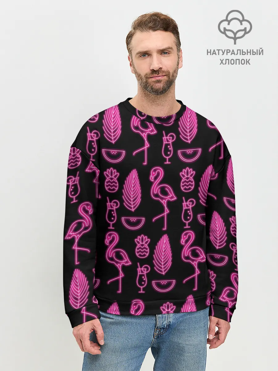 Мужской свитшот базовый / Светящийся фламинго