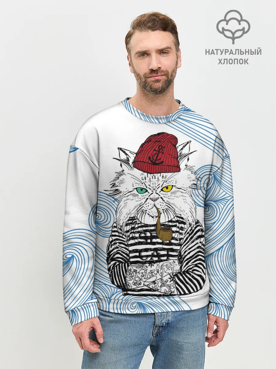 Мужской свитшот базовый / Кот Моряк