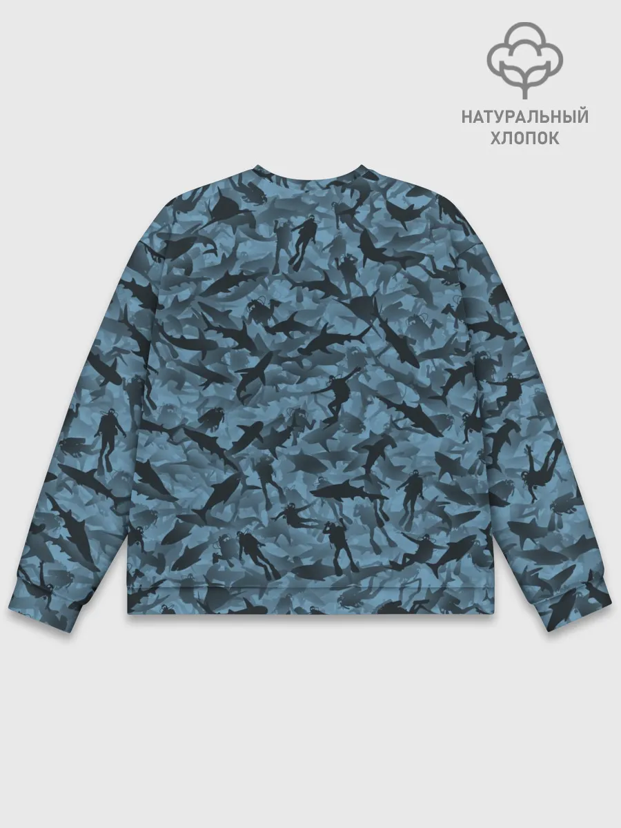 Мужской свитшот базовый / Акулы и дайверы