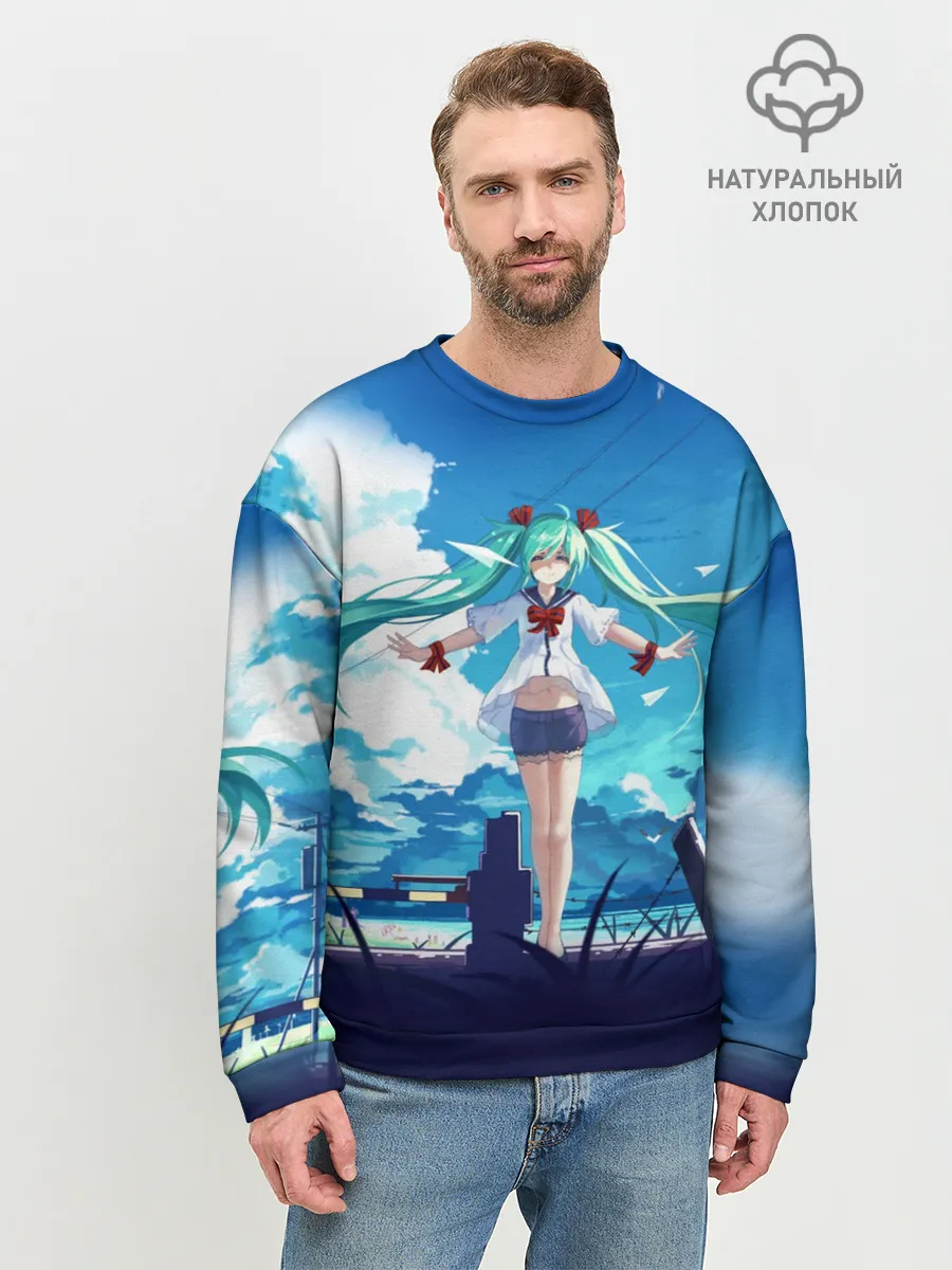 Мужской свитшот базовый / Хацунэ Мику под летним небом
