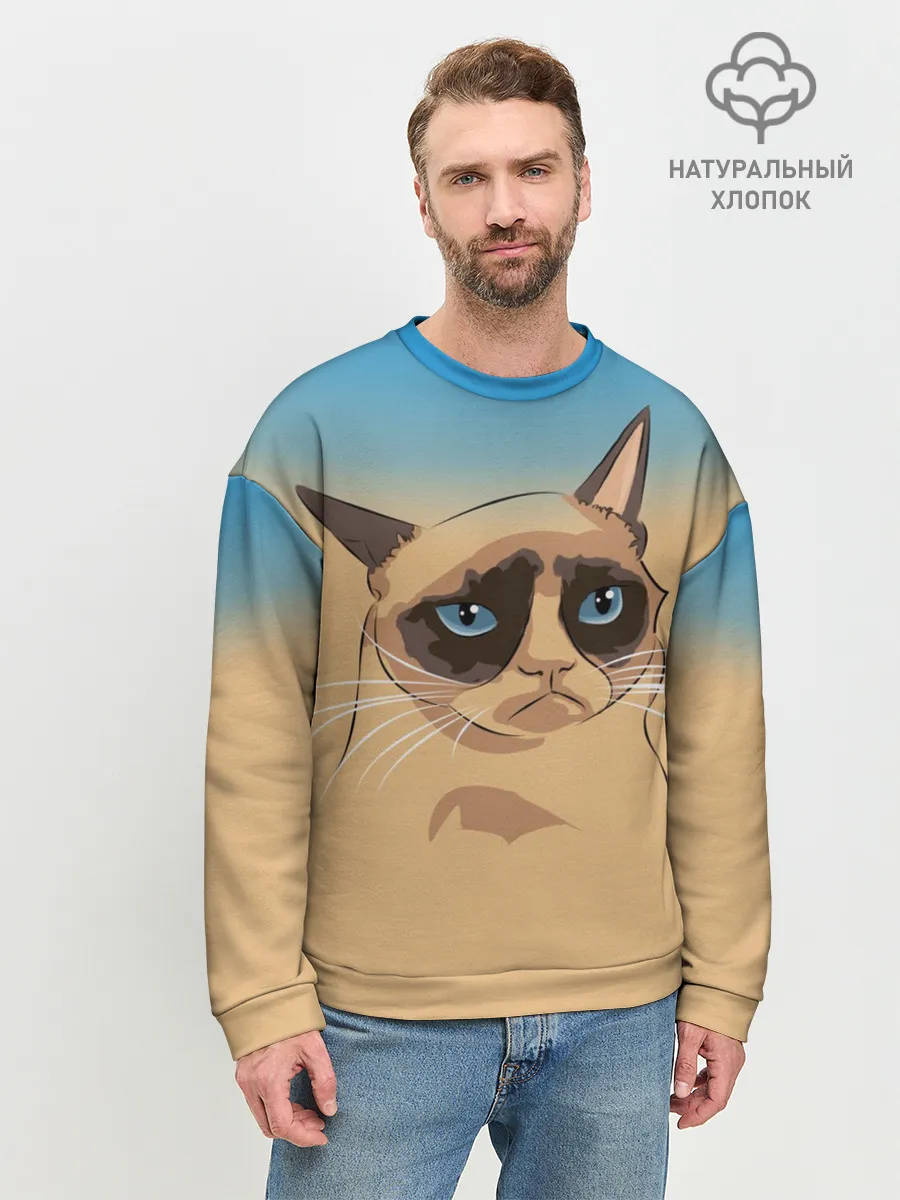 Мужской свитшот базовый / Grumpy cat ART