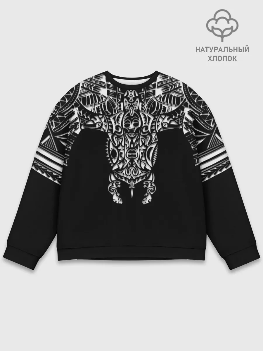 Мужской свитшот базовый / Узор в стиле маори / полинезия