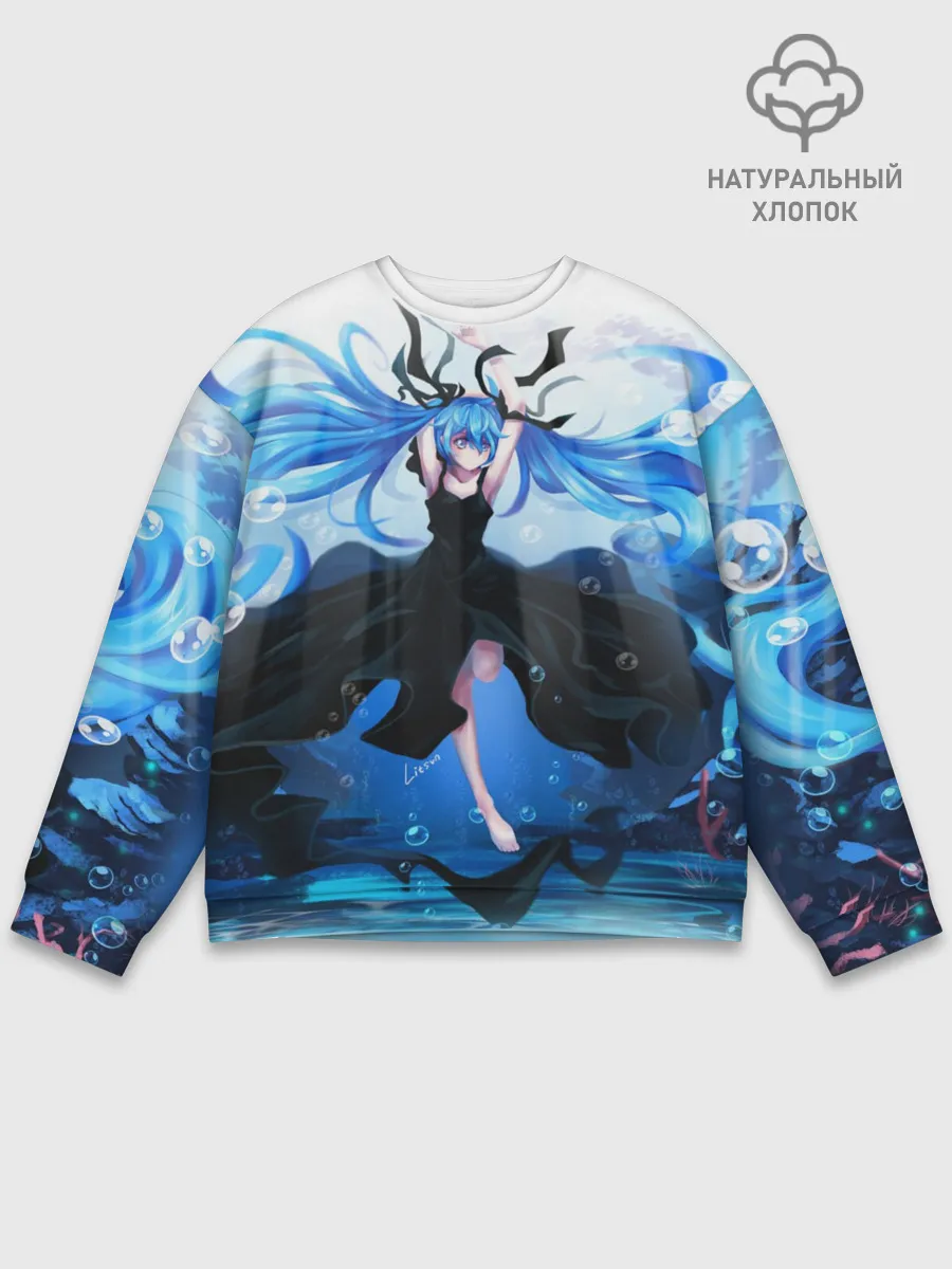 Мужской свитшот базовый / Хацунэ Мику под водой