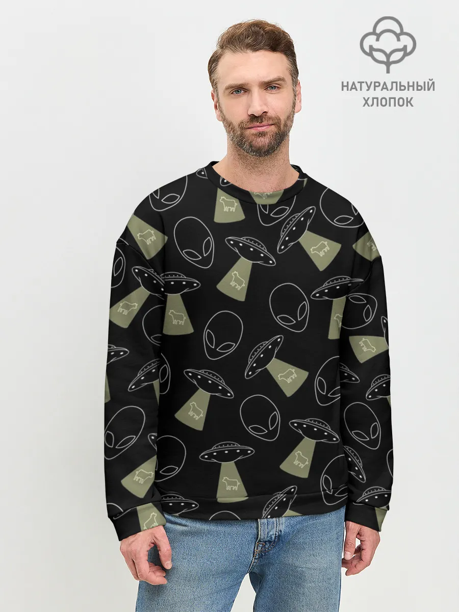 Мужской свитшот базовый / НЛО похищение коров