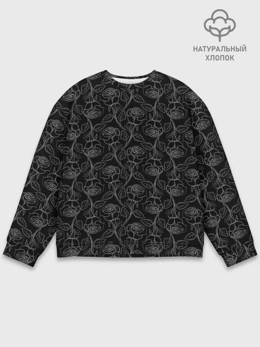 Мужской свитшот базовый / Розы / Tattoo style