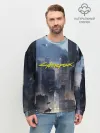 Мужской свитшот базовый / Cyberpunk 2077 city