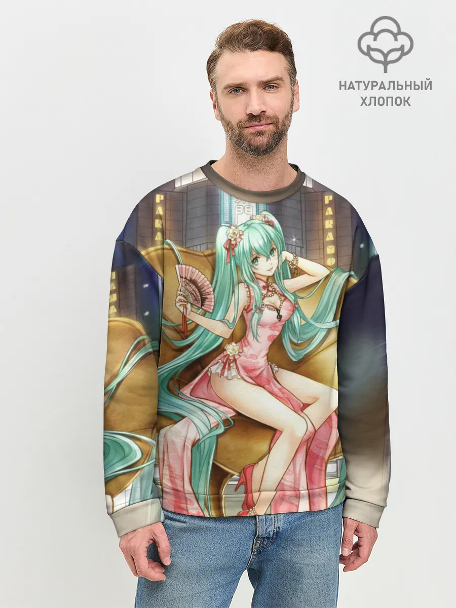 Мужской свитшот базовый / Hatsune Moku на троне
