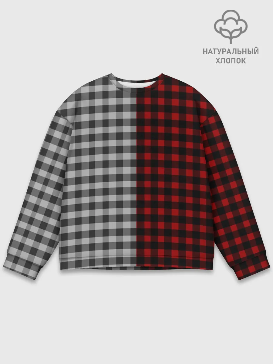 Мужской свитшот базовый / Красно белая рубашка в клетку