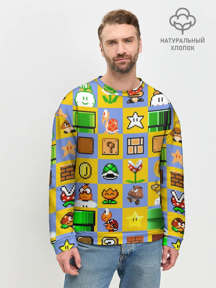 Мужской свитшот базовый / Super Mario Pop art