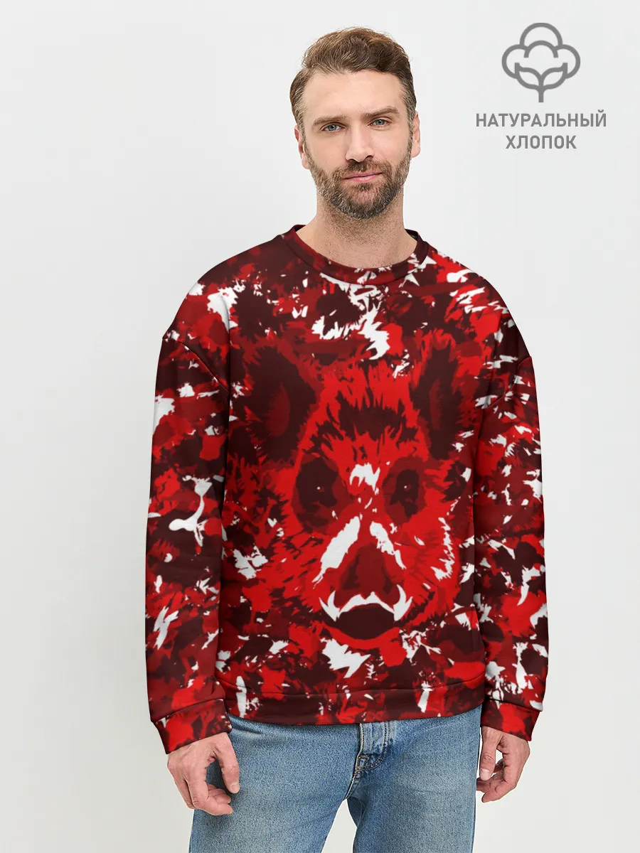Мужской свитшот базовый / Краснобелый камуфляж с кабаном