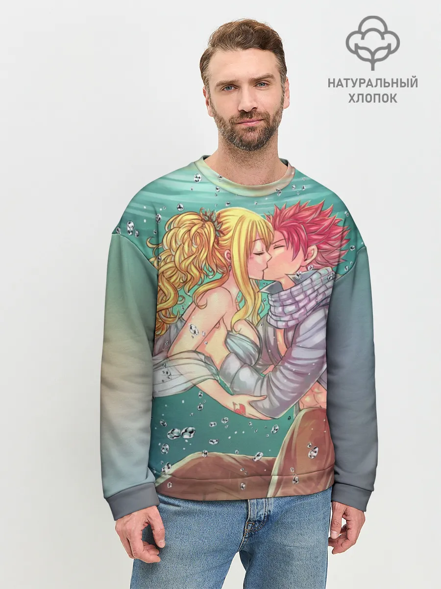 Мужской свитшот базовый / Хвост Феи поцелуй Люси и Нацу
