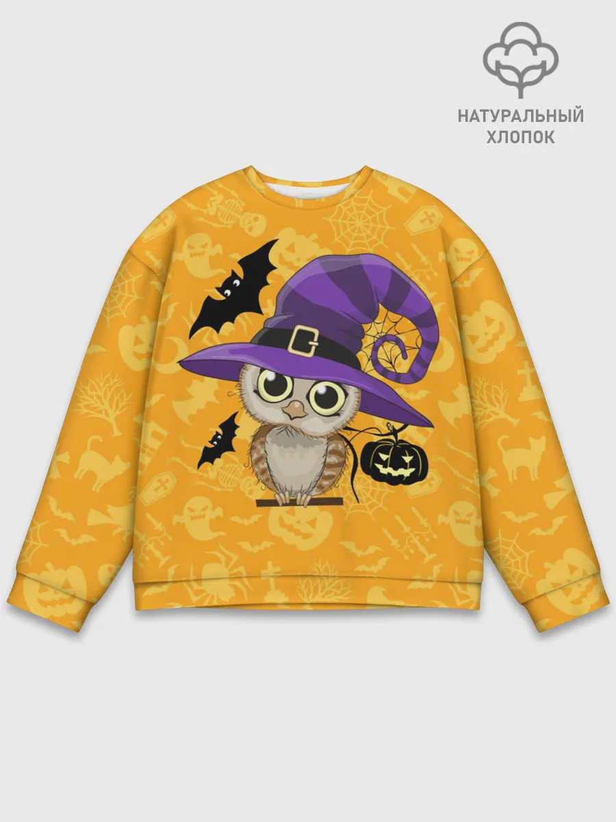 Мужской свитшот базовый / Совушка и хэллоуин