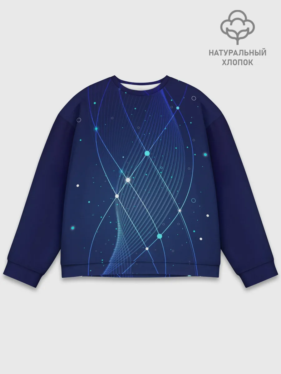 Мужской свитшот базовый / Синяя спираль абстракция
