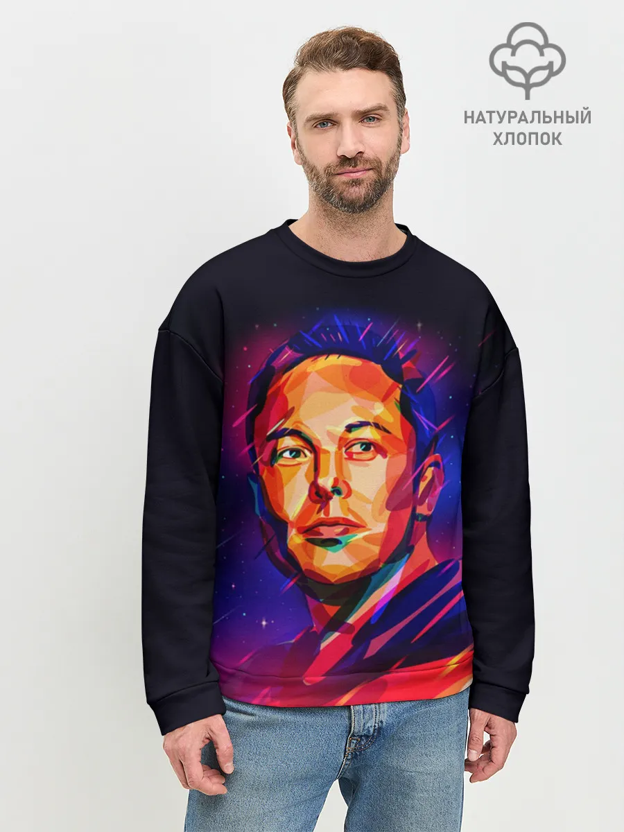 Мужской свитшот базовый / Яркий Илон Маск