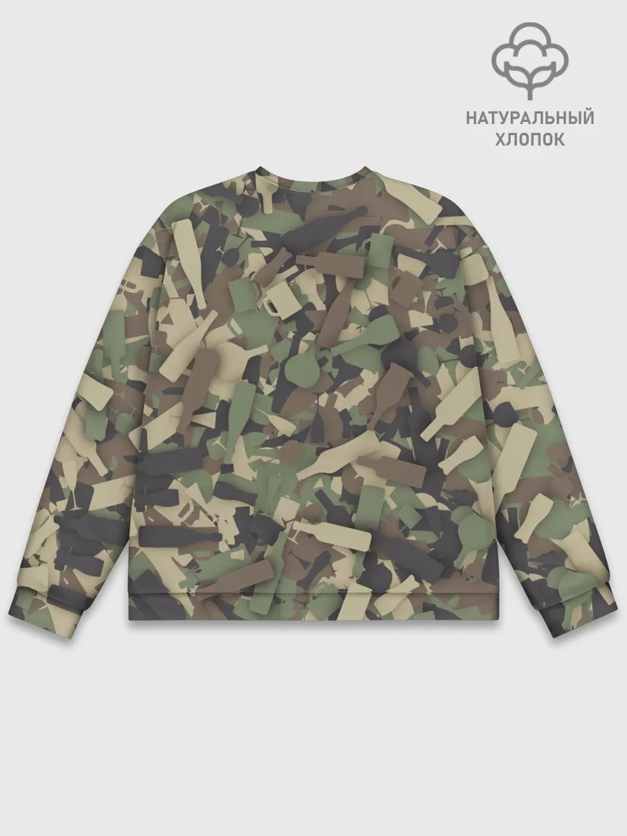 Мужской свитшот базовый / Лесной камуфляж с бутылками