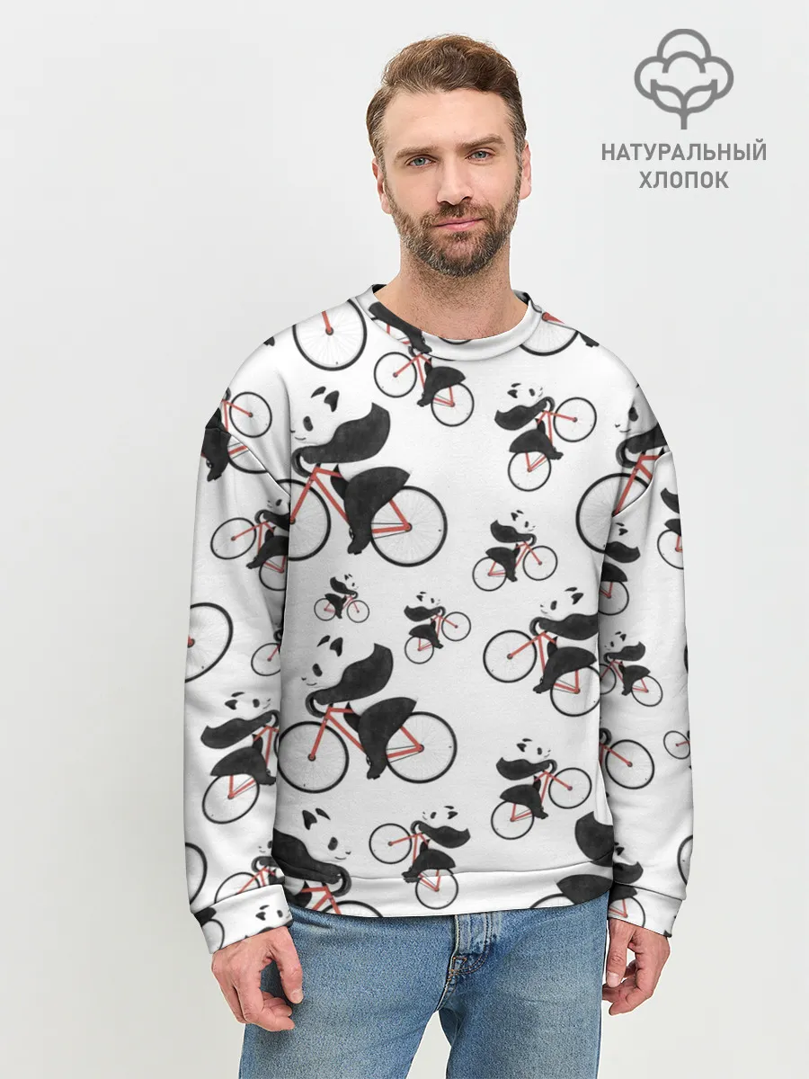 Мужской свитшот базовый / Панды На Велосипеде