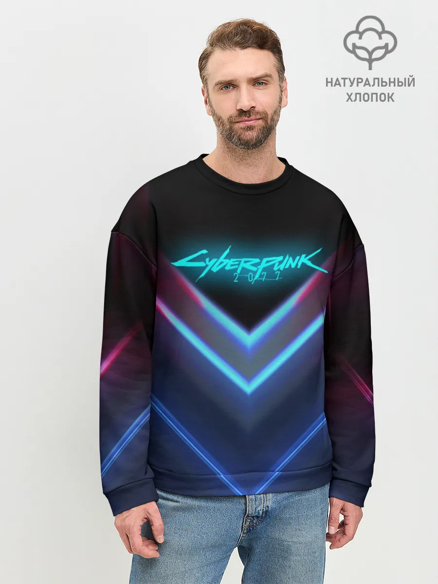 Мужской свитшот базовый / CYBERPUNK 2077 NEON | НЕОН
