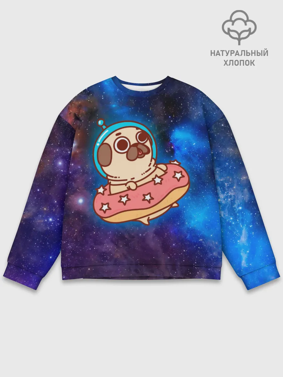 Мужской свитшот базовый / Мопс Космонавт