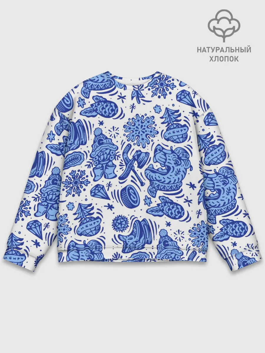 Мужской свитшот базовый / Сибирская гжель