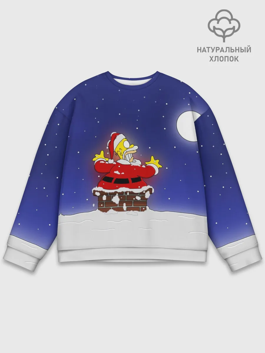 Мужской свитшот базовый / Гомер Санта Клаус