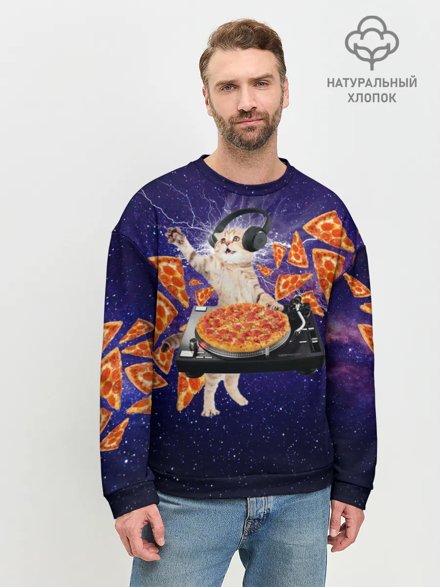 Мужской свитшот базовый / Пицца - Кот