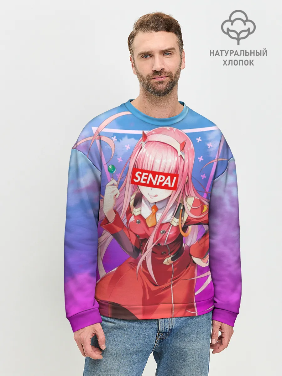 Мужской свитшот базовый / Anime Senpai Girl pink