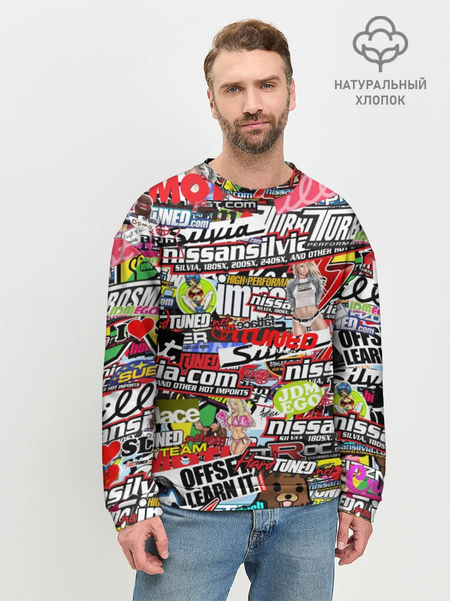 Мужской свитшот базовый / Cars Stickerbombing