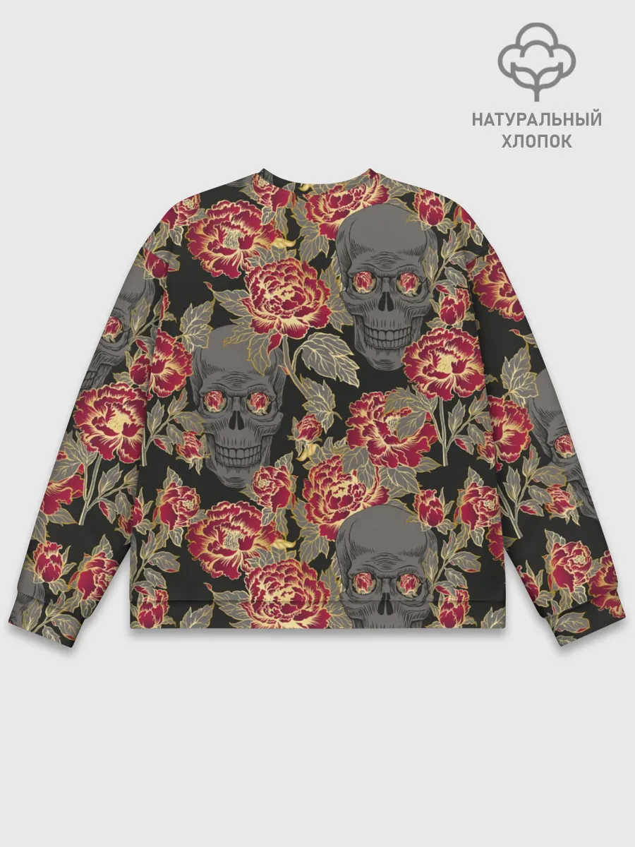 Мужской свитшот базовый / Черепа и розы