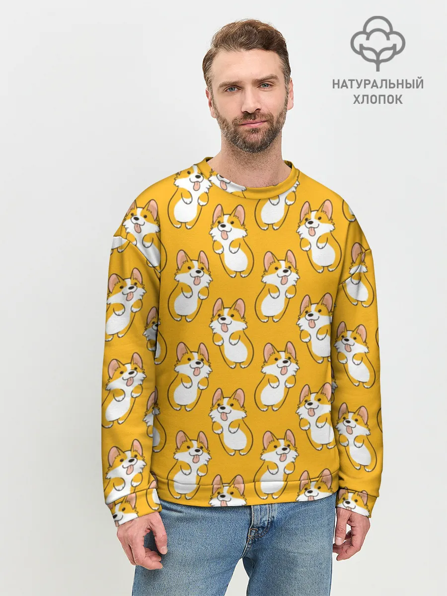 Мужской свитшот базовый / Корги Паттерн 2