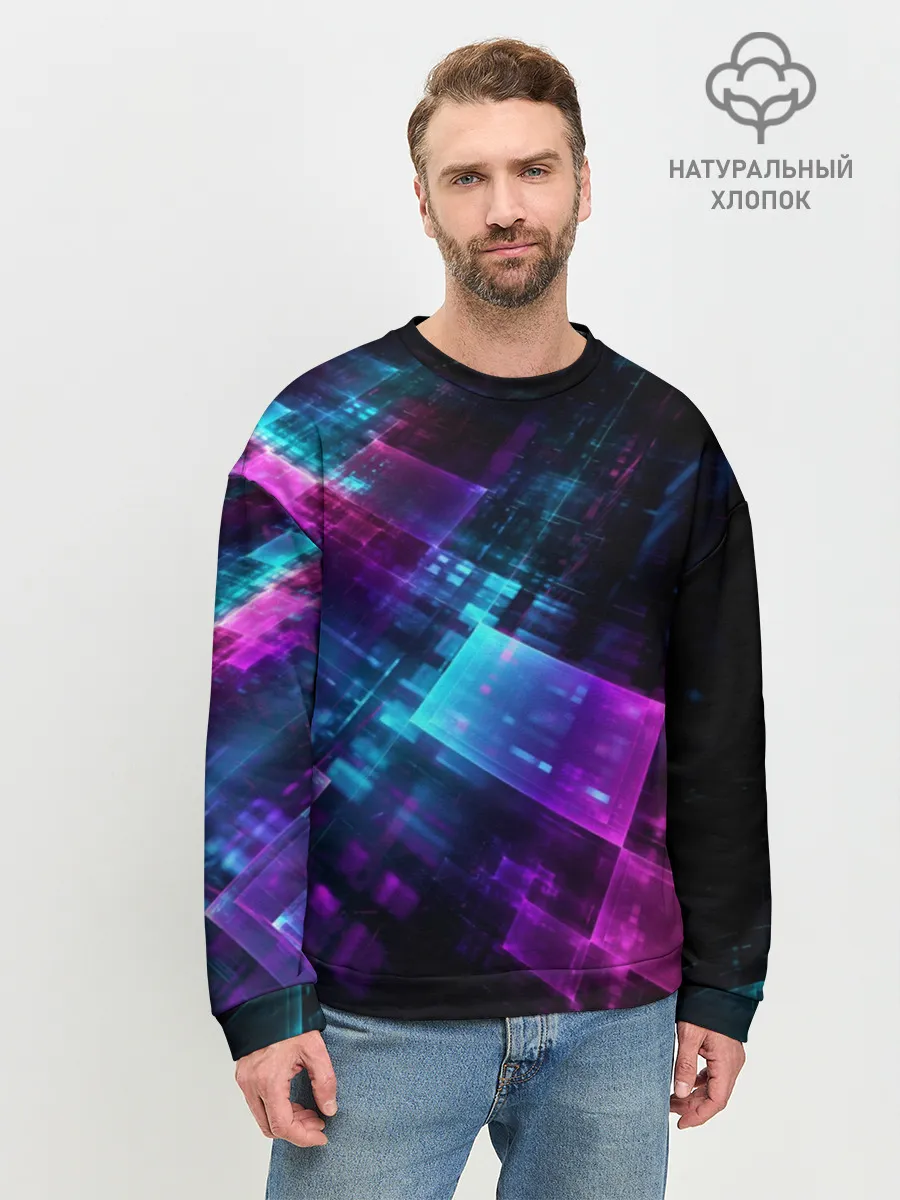 Мужской свитшот базовый / Неоновая абстракция