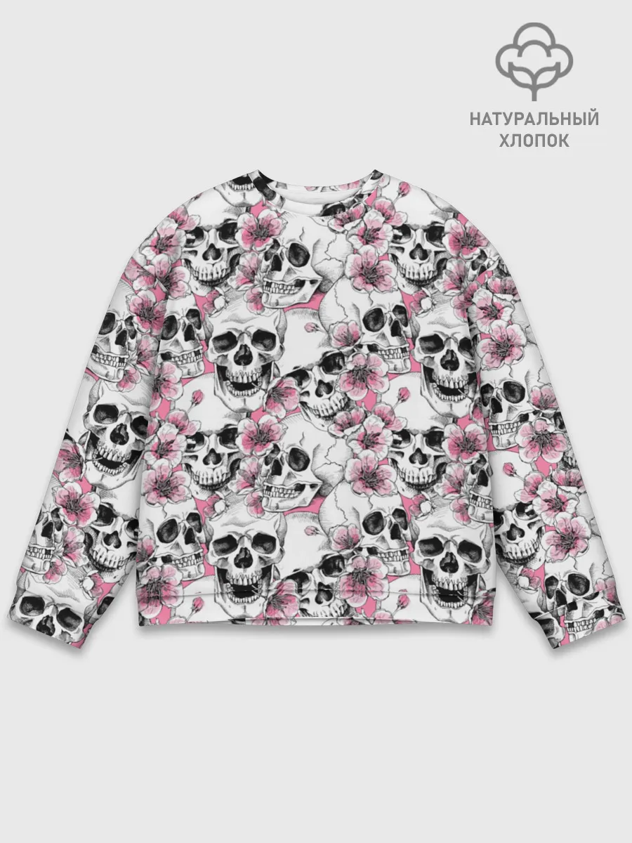 Мужской свитшот базовый / Черепа в цветах