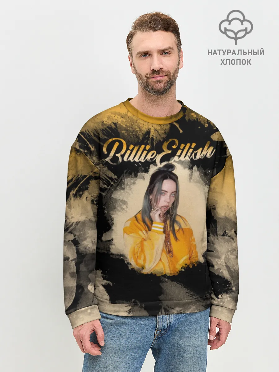 Мужской свитшот базовый / Billie Eilish Акварель