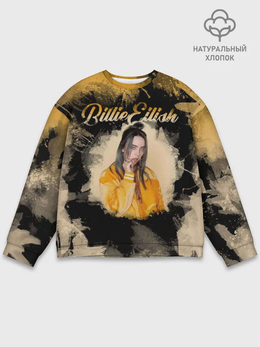 Мужской свитшот базовый / Billie Eilish Акварель