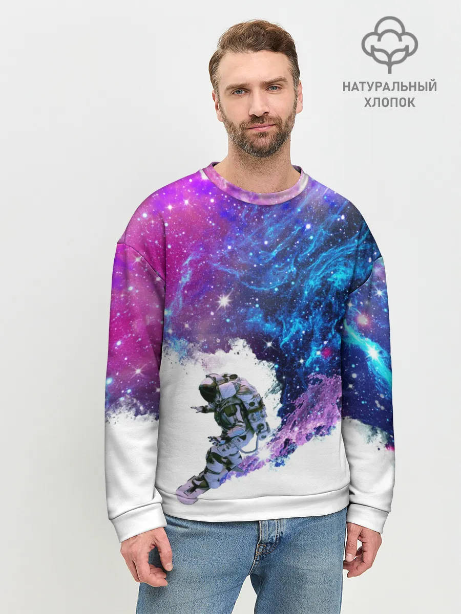 Мужской свитшот базовый / Космический сноуборд