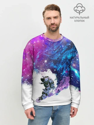 Мужской свитшот базовый / Космический сноуборд