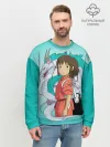 Мужской свитшот базовый / Тихиро и Хаку зеленый фон