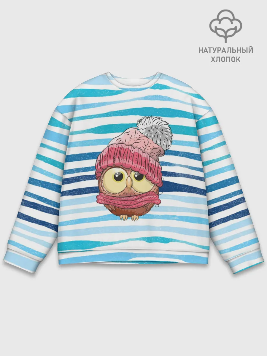 Мужской свитшот базовый / Сова в шапке