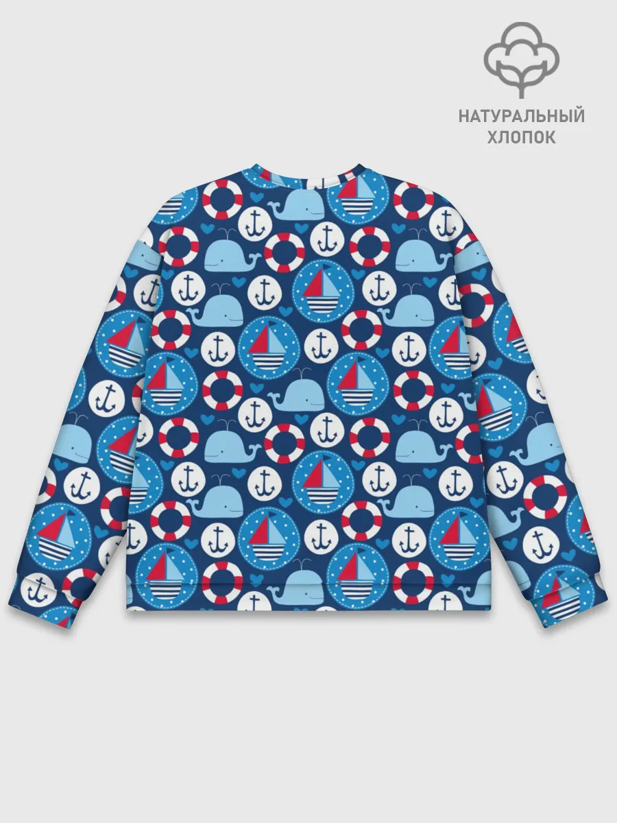 Мужской свитшот базовый / Киты и яхты