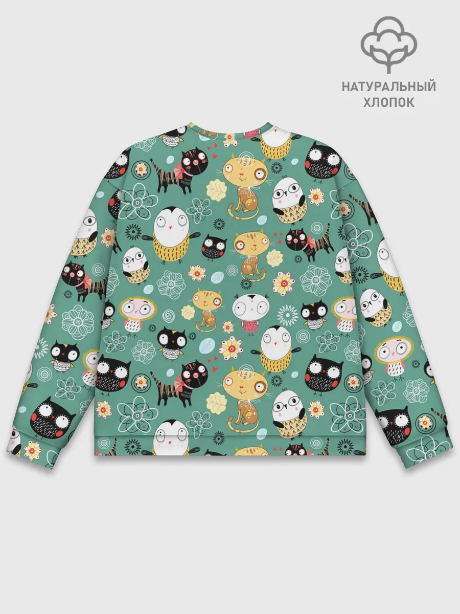 Мужской свитшот базовый / Совы и котики