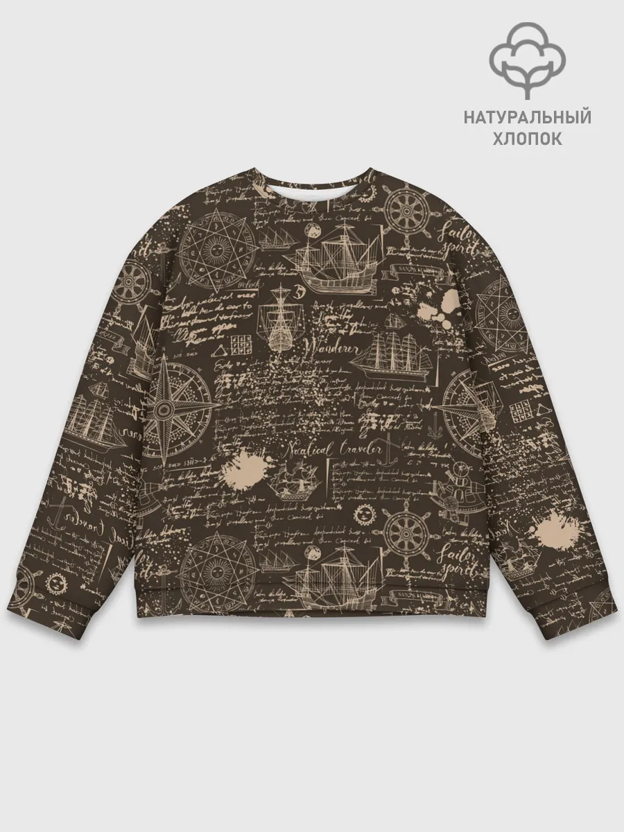 Мужской свитшот базовый / Старая рукопись путешественник