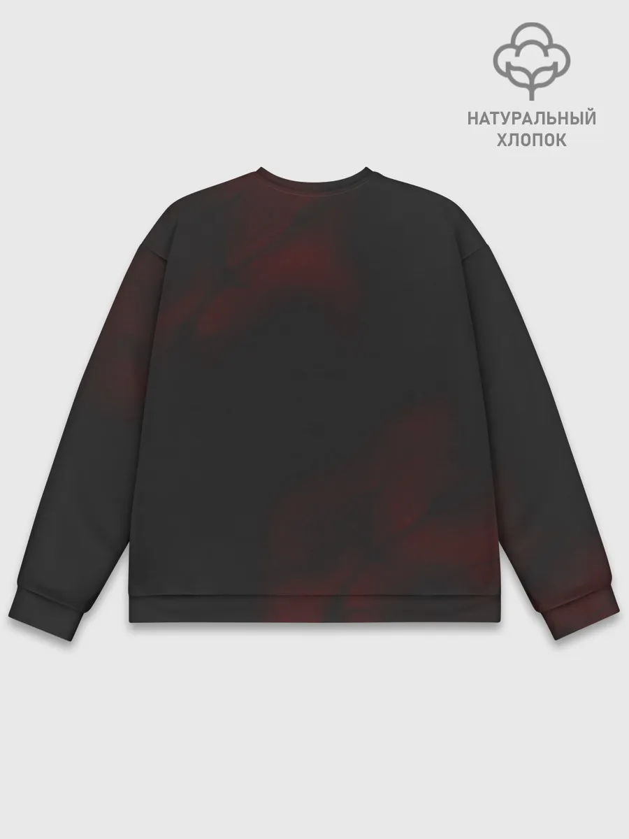 Мужской свитшот базовый / Аста на темном красном фоне