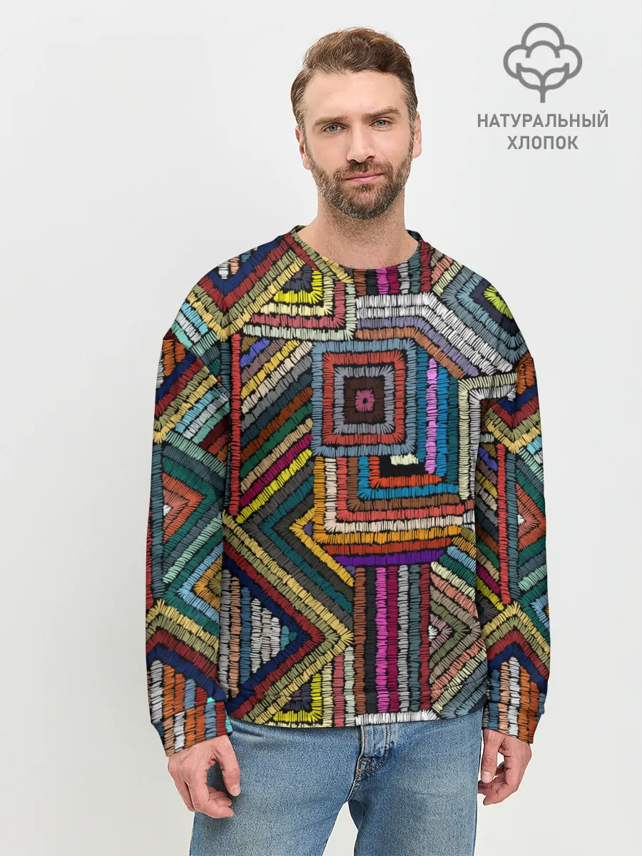 Мужской свитшот базовый / Этнический орнамент