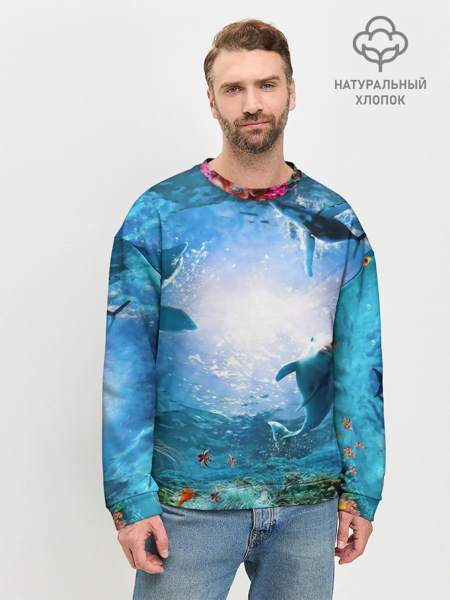 Мужской свитшот базовый / Дельфины