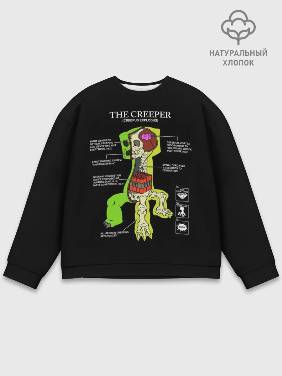 Мужской свитшот базовый / Майнкрафт, Крипер